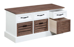 Alma 3-drawer Storage Bench Weathered Brown and White - Half Price Furniture