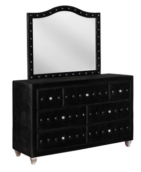 Deanna Button Tufted Dresser Mirror Black - Half Price Furniture