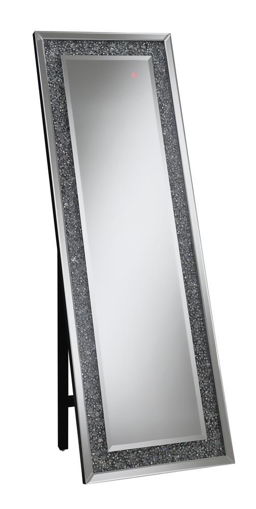 Carisi Rectangular Standing Mirror with LED Lighting Silver - Half Price Furniture