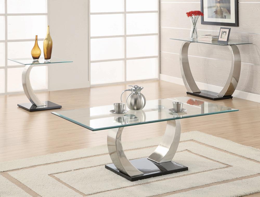 Pruitt Glass Top End Table Clear and Satin - End Table - Half Price Furniture