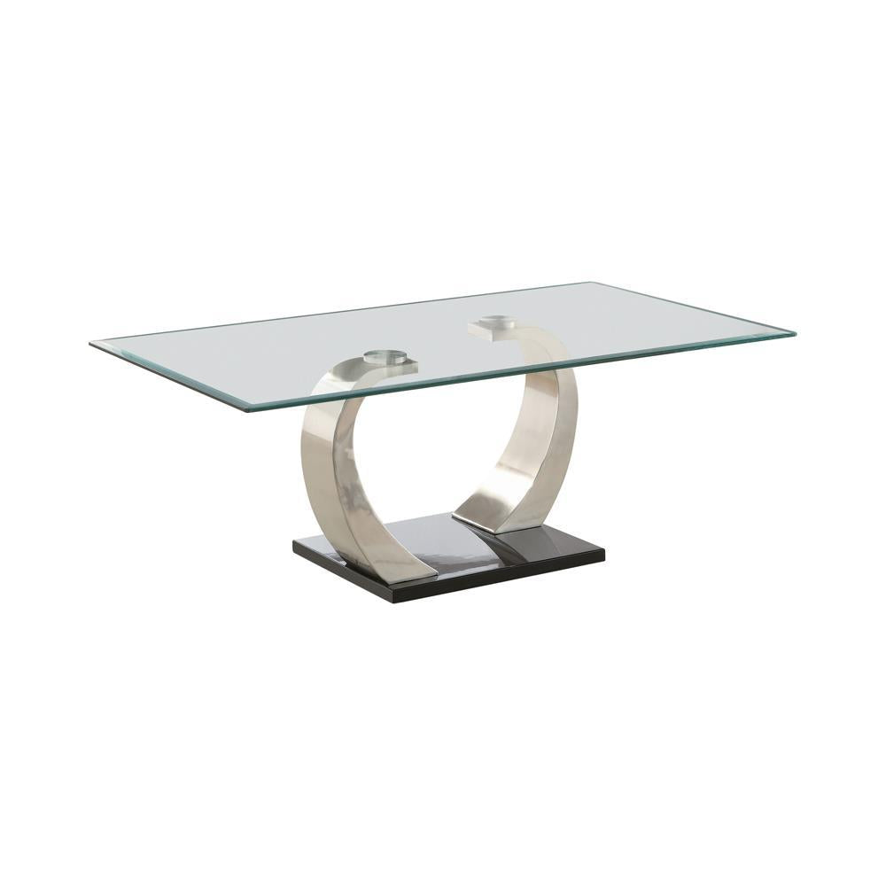 Pruitt Glass Top Coffee Table Clear and Satin - Half Price Furniture