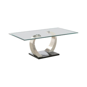 Pruitt Glass Top Coffee Table Clear and Satin - Half Price Furniture