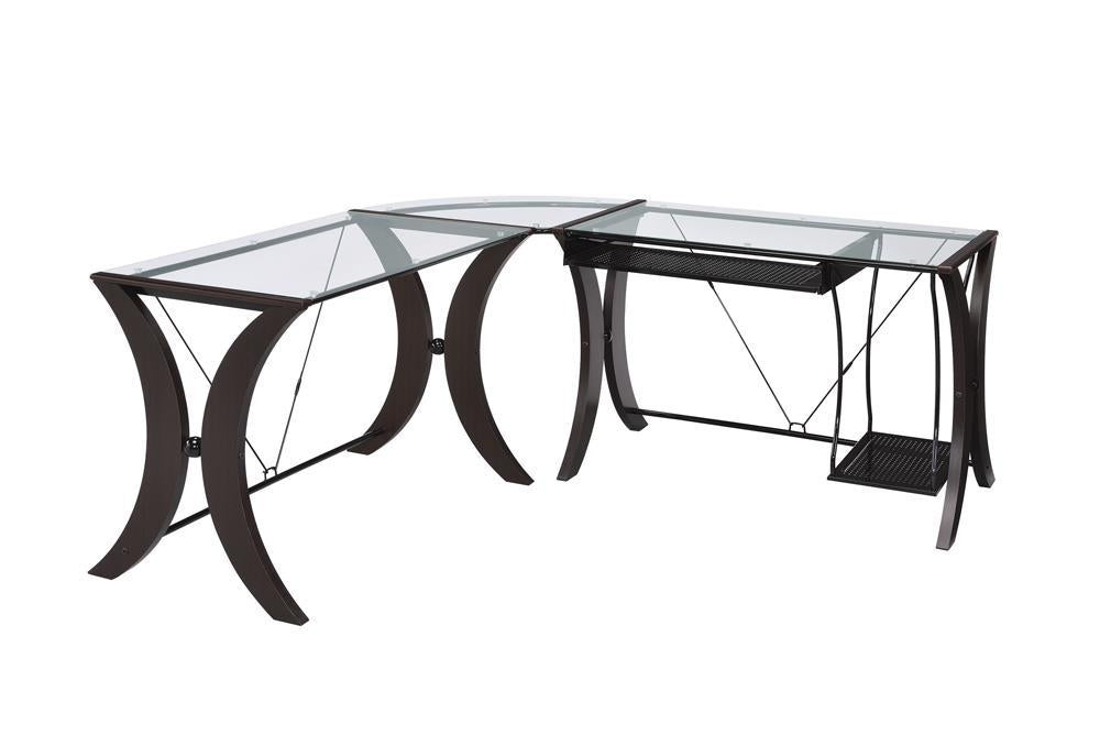 Monterey 3-piece L-shaped Computer Desk Set Cappuccino  Half Price Furniture