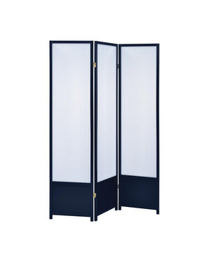 Calix 3-panel Folding Floor Screen Translucent and Black - Half Price Furniture