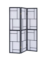 Damis 3-panel Folding Floor Screen Black and White - Half Price Furniture