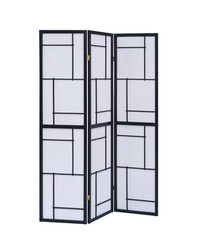 Damis 3-panel Folding Floor Screen Black and White - Half Price Furniture