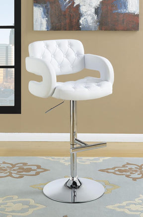 Brandi Adjustable Bar Stool Chrome and White - Half Price Furniture