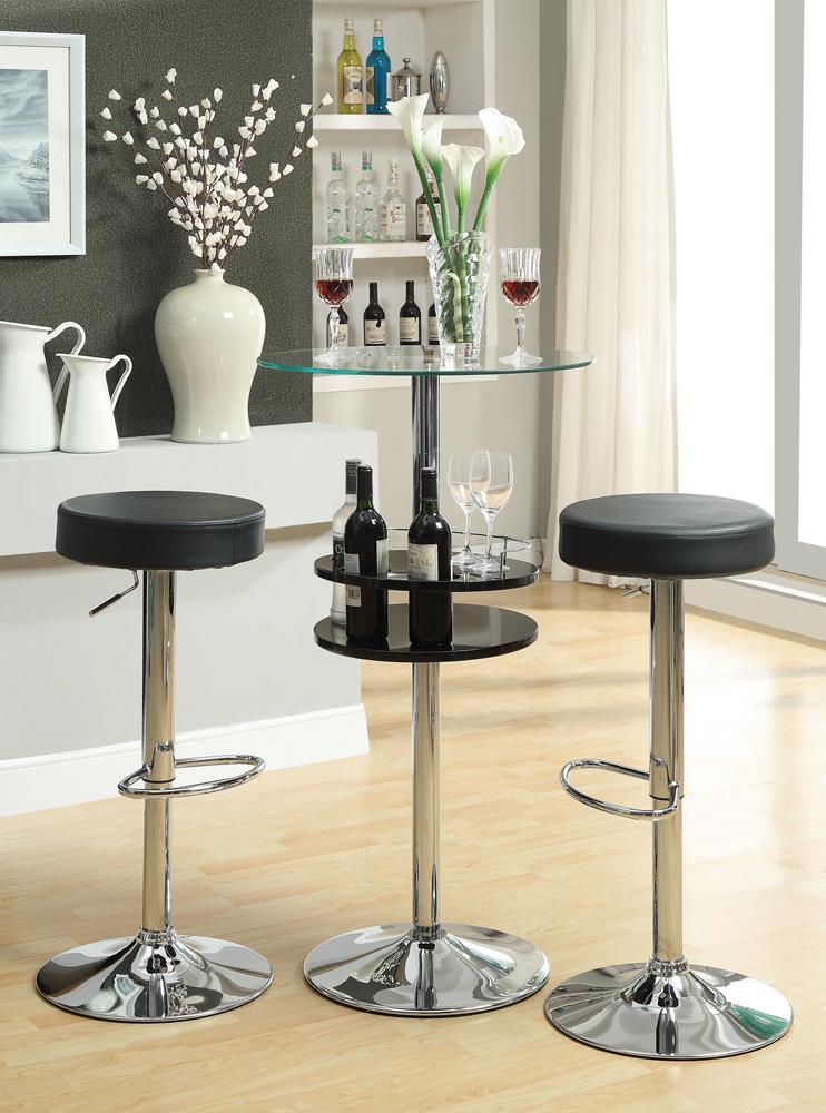 Ramses 29" Adjustable Bar Stool Chrome and Black - Half Price Furniture