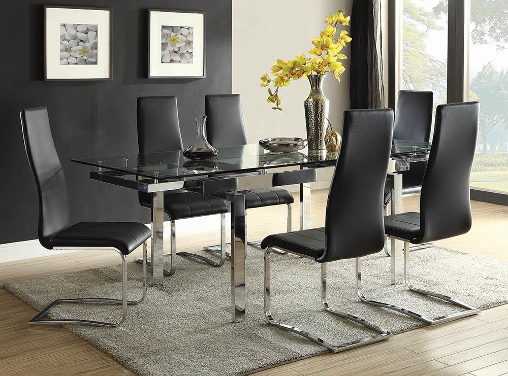 Montclair High Back Dining Chairs Black and Chrome (Set of 4) - Half Price Furniture