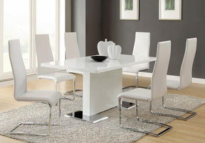 Anges T-shaped Pedestal Dining Table Glossy White - Half Price Furniture