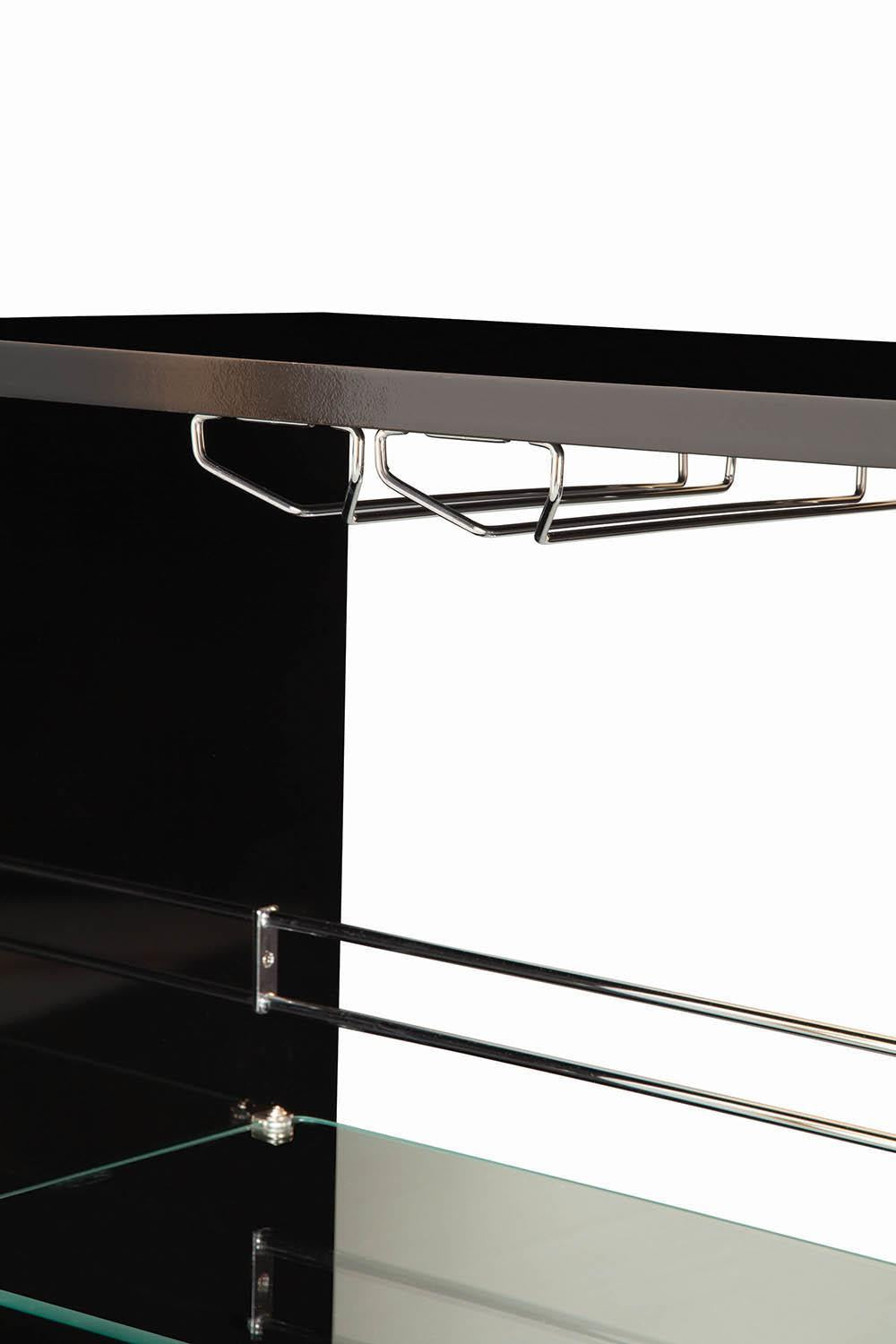 Adolfo 3-tier Bar Table Glossy Black and Clear - Half Price Furniture