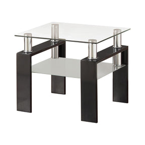 Dyer Tempered Glass End Table with Shelf Black - Half Price Furniture