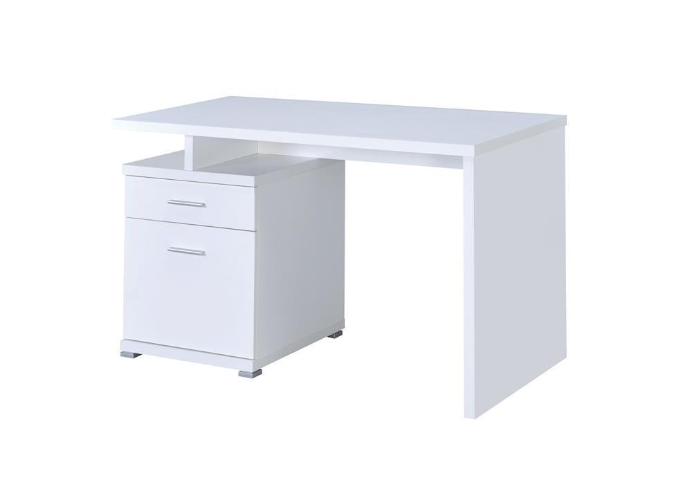 Irving 2-drawer Office Desk with Cabinet White - Half Price Furniture