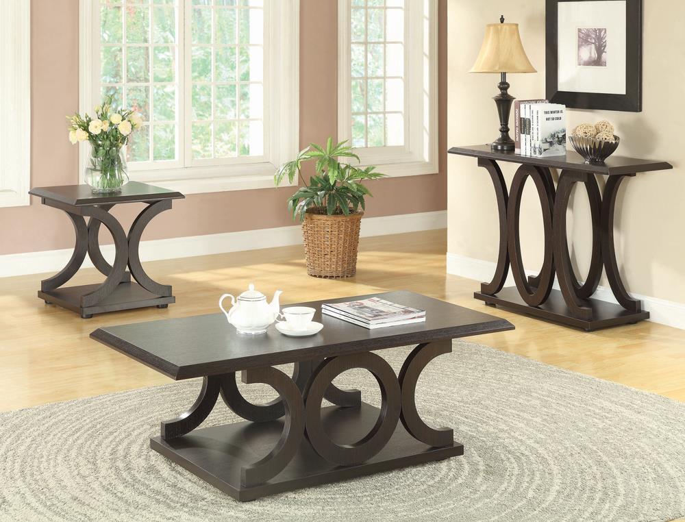 Shelly C-shaped Base Coffee Table Cappuccino - Coffee Table - Half Price Furniture