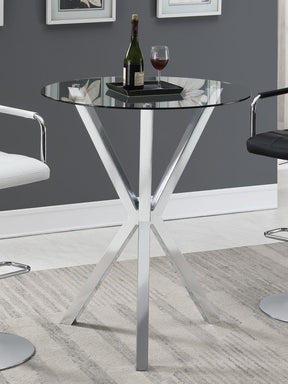 Denali Round Glass Top Bar Table Chrome - Half Price Furniture