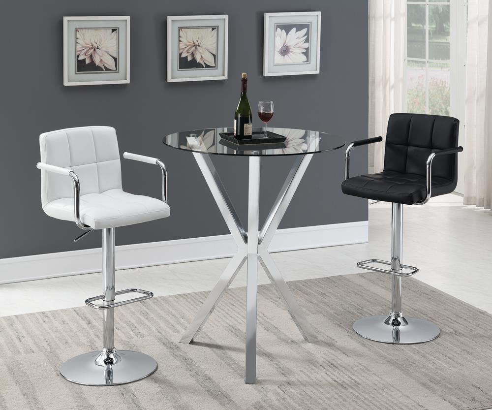 Palomar Adjustable Height Bar Stool White and Chrome - Half Price Furniture