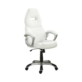 Bruce Adjustable Height Office Chair White and Silver - Half Price Furniture