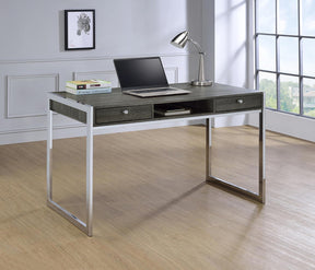 Wallice 2-drawer Writing Desk Weathered Grey and Chrome - Desk - Half Price Furniture