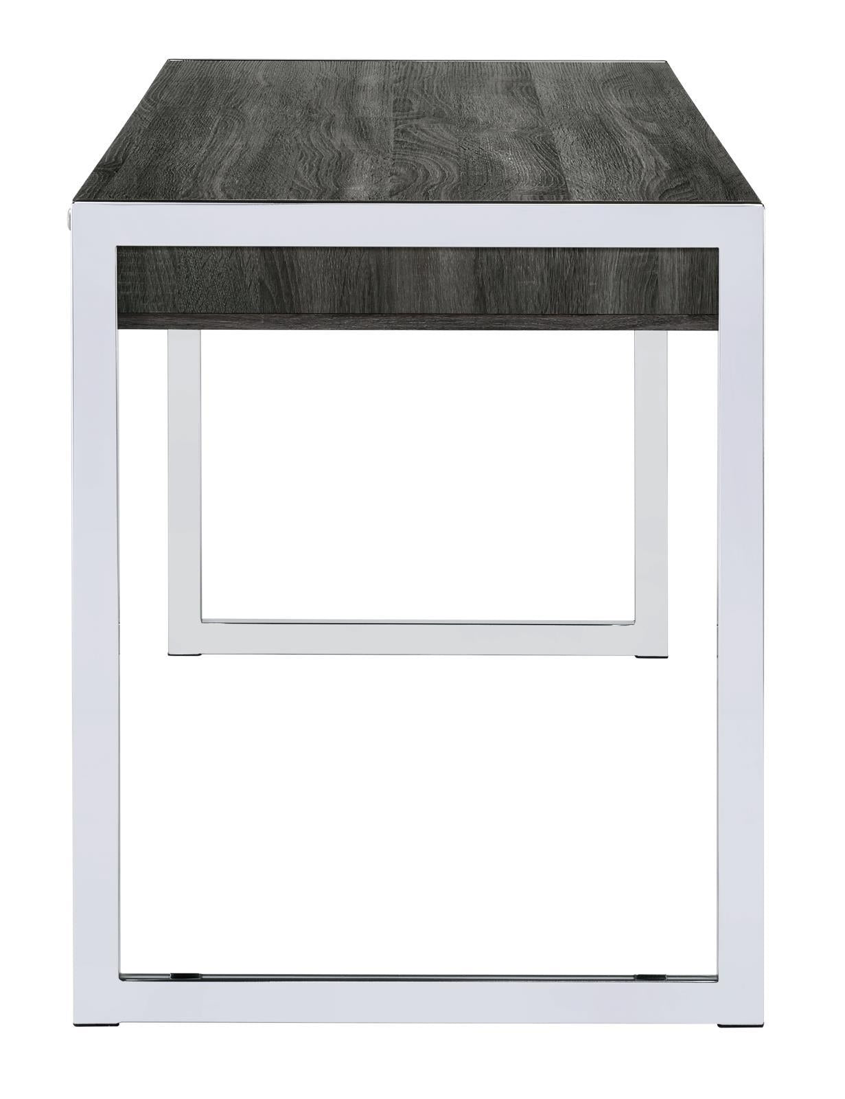 Wallice 2-drawer Writing Desk Weathered Grey and Chrome - Half Price Furniture