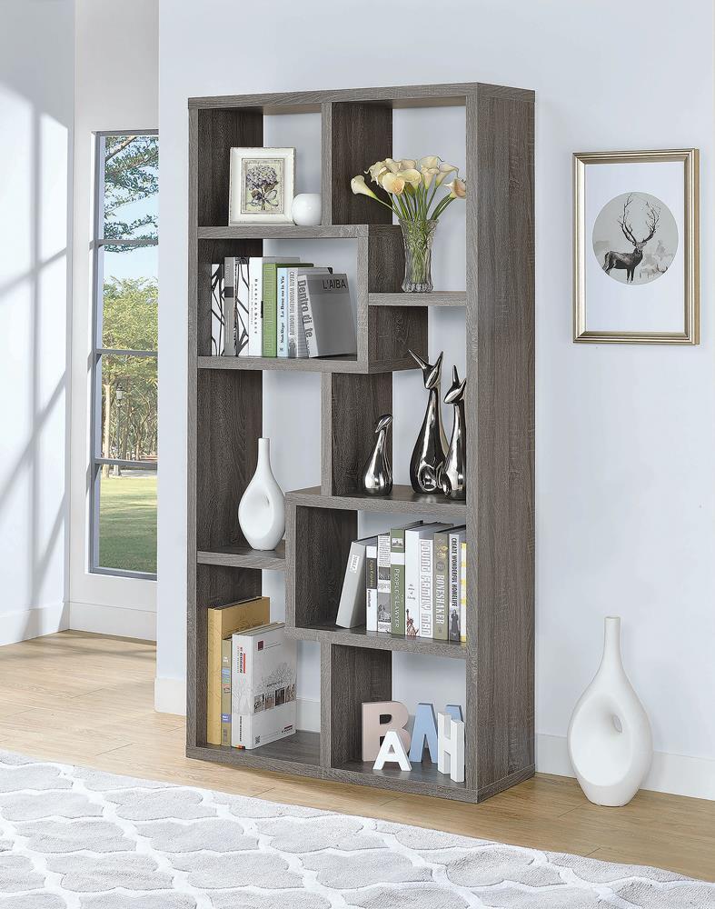 Theo 10-shelf Bookcase Weathered Grey - Half Price Furniture