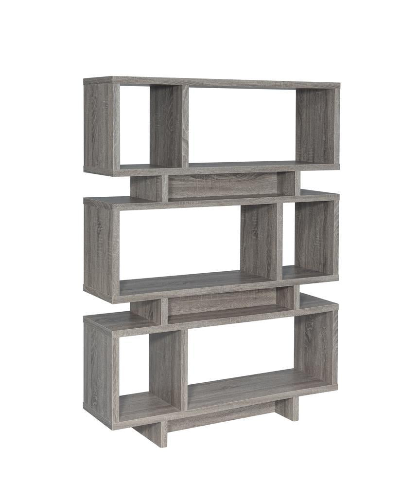 Reid 3-tier Geometric Bookcase Weathered Grey - Half Price Furniture