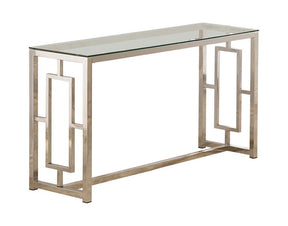 Merced Rectangle Glass Top Sofa Table Nickel - Half Price Furniture