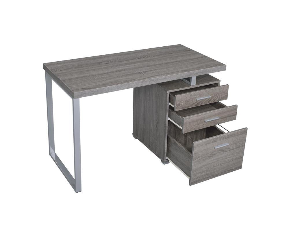 Brennan 3-drawer Office Desk Weathered Grey - Half Price Furniture