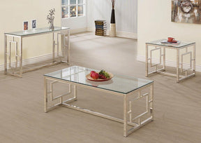 Merced Rectangle Glass Top Sofa Table Nickel - Half Price Furniture