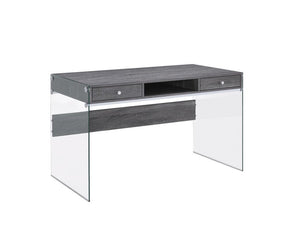 Dobrev 2-drawer Writing Desk Weathered Grey and Clear - Half Price Furniture