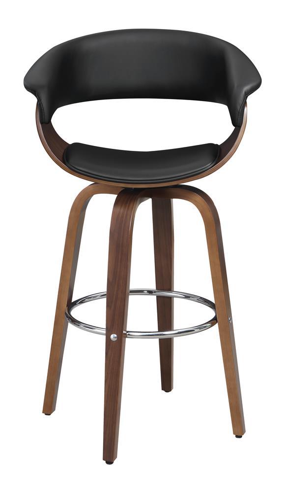 Zion Upholstered Swivel Bar Stool Walnut and Black - Half Price Furniture