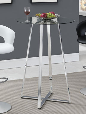 Zanella Glass Top Bar Table Chrome - Counter Height Table - Half Price Furniture