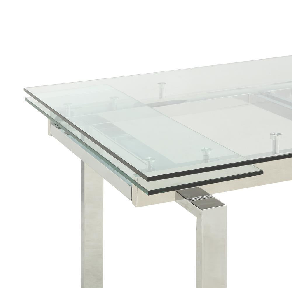 Wexford Glass Top Dining Table with Extension Leaves Chrome - Half Price Furniture