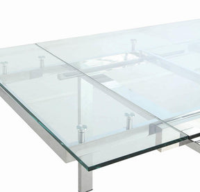 Wexford Glass Top Dining Table with Extension Leaves Chrome - Half Price Furniture