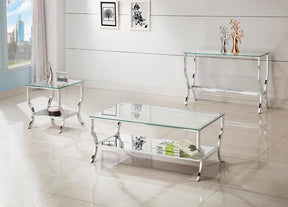 Saide Rectangular Sofa Table with Mirrored Shelf Chrome - Half Price Furniture