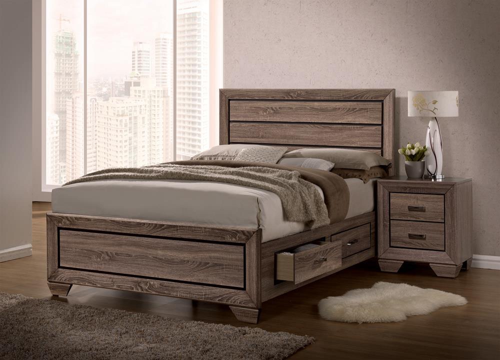 Kauffman Queen Storage Bed Washed Taupe - Half Price Furniture