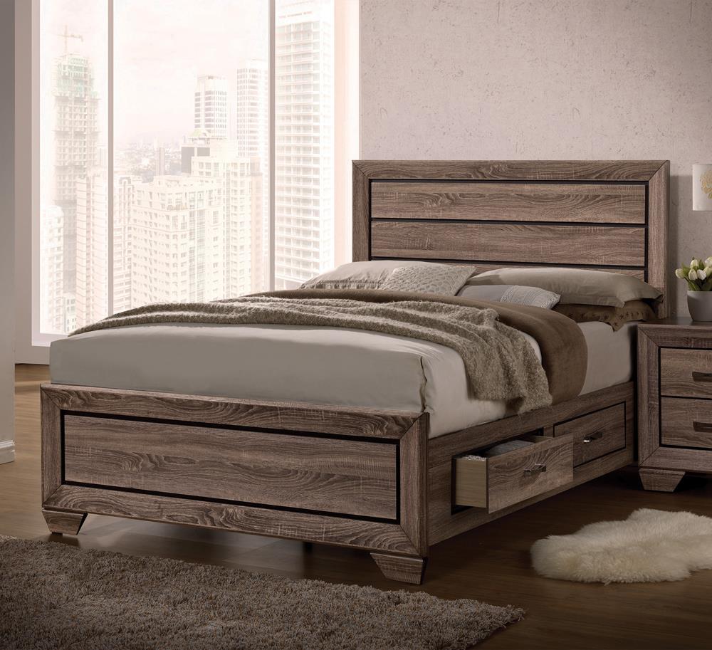 Kauffman Queen Panel Bed Washed Taupe - Half Price Furniture