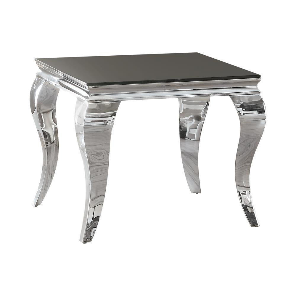 Luna Square End Table Chrome and Black - Half Price Furniture