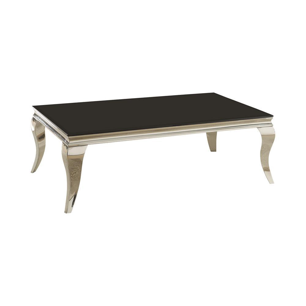 Luna Rectangular Coffee Table Chrome and Black - Half Price Furniture