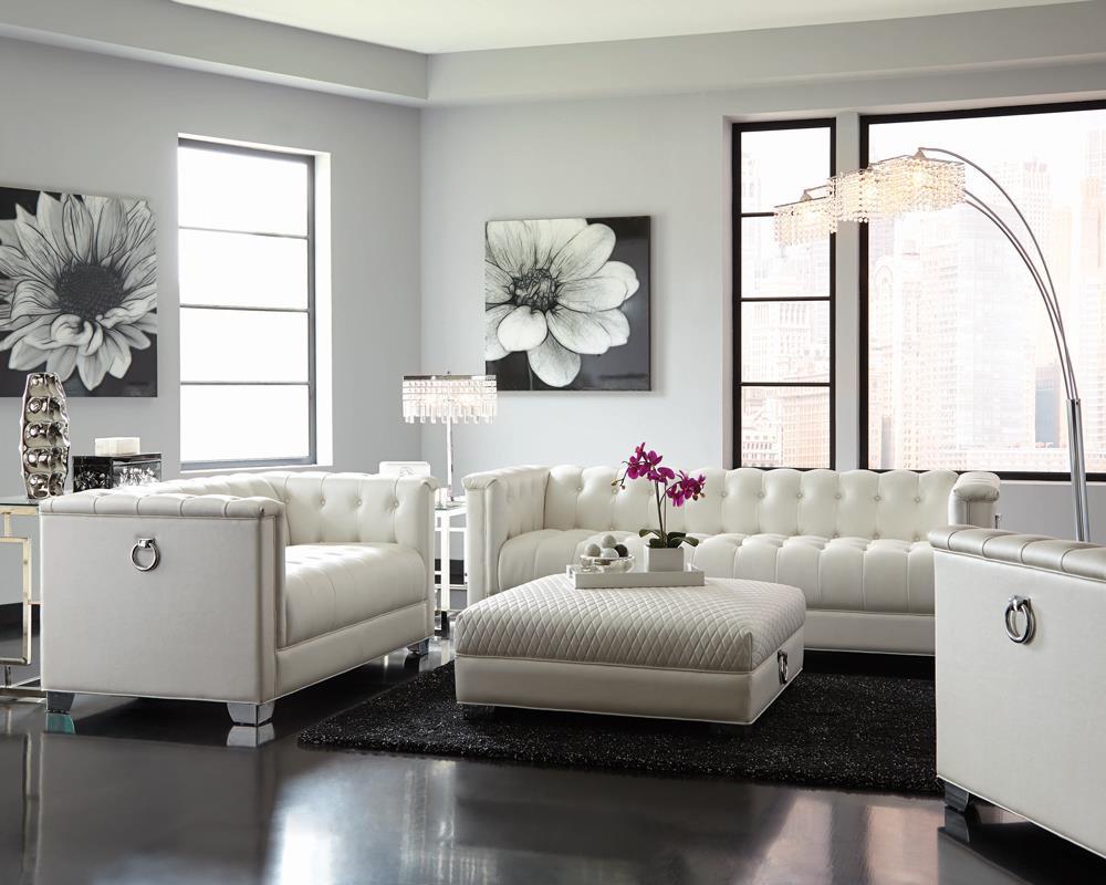 Chaviano Tufted Upholstered Loveseat Pearl White - Half Price Furniture