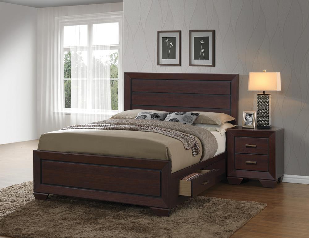 Kauffman Eastern King Storage Bed Dark Cocoa - Half Price Furniture