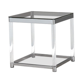 Anne End Table with Lower Shelf Chrome and Clear - Half Price Furniture