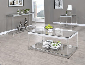 Anne Coffee Table with Lower Shelf Chrome and Clear - Half Price Furniture