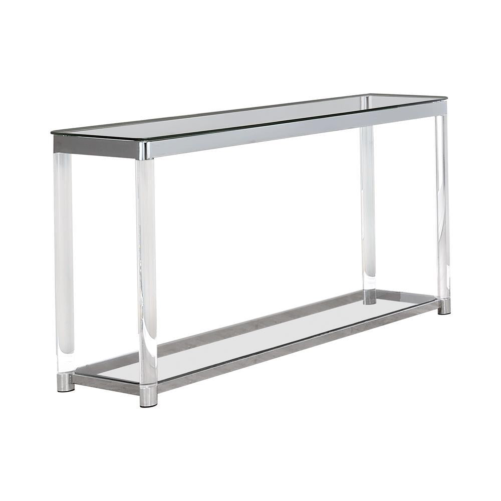 Anne Sofa Table with Lower Shelf Chrome and Clear - Half Price Furniture