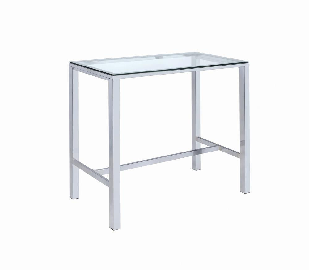 Tolbert Bar Table with Glass Top Chrome - Half Price Furniture