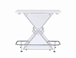 Atoka X-shaped Bar Unit with Wine Bottle Storage Glossy White - Half Price Furniture