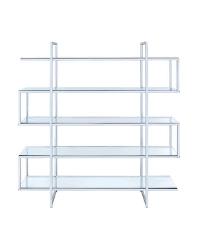 Elmer 5-shelf Bookcase Chrome and Clear - Half Price Furniture