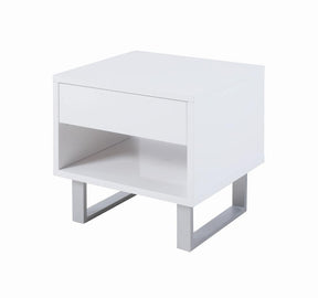 Atchison 1-drawer End Table High Glossy White Half Price Furniture