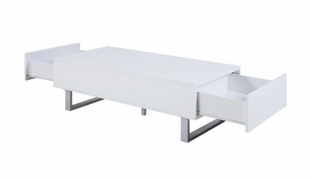 Atchison 2-drawer Coffee Table High Glossy White - Half Price Furniture