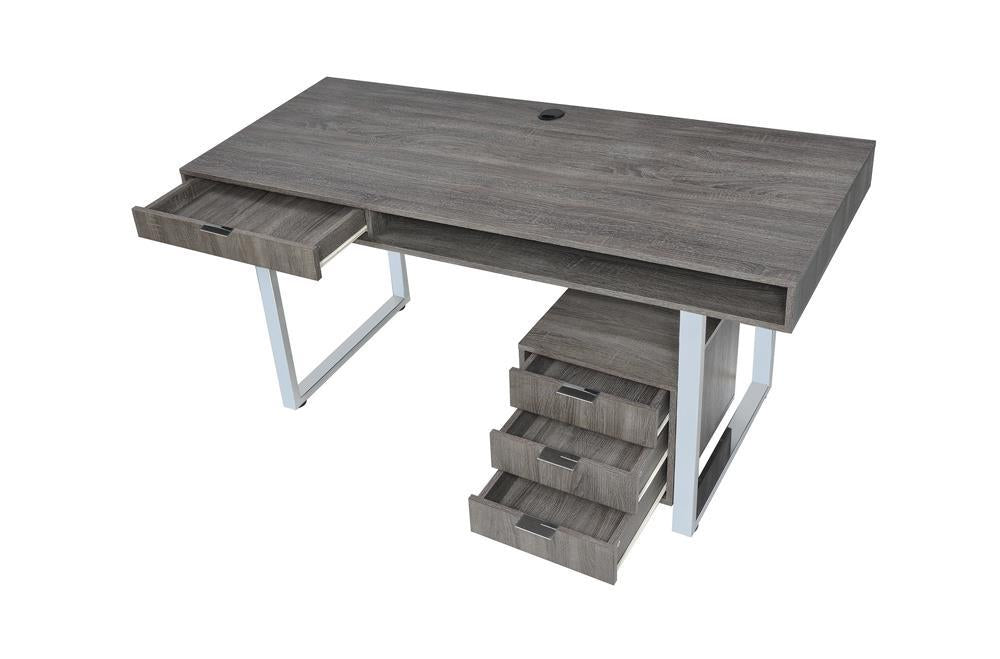 Whitman 4-drawer Writing Desk Weathered Grey - Half Price Furniture