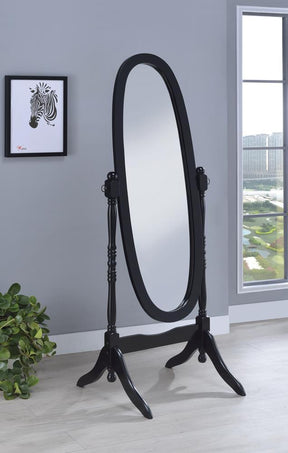 Cabot Rectangular Cheval Mirror with Arched Top Black - Half Price Furniture